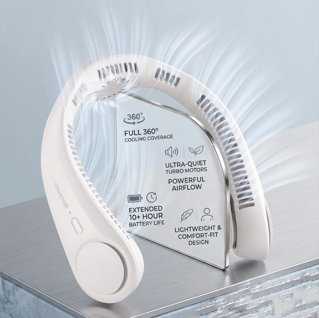 Portable Neck Fan, Hands Free Bladeless Fan